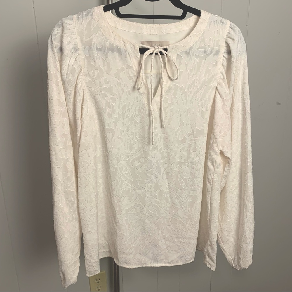 Loft paisley peasant ivory blouse